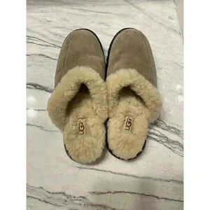 UGG Australia Sand Color Suede Leather Sherpa Lined Slip-On Clog 5397 Size 6